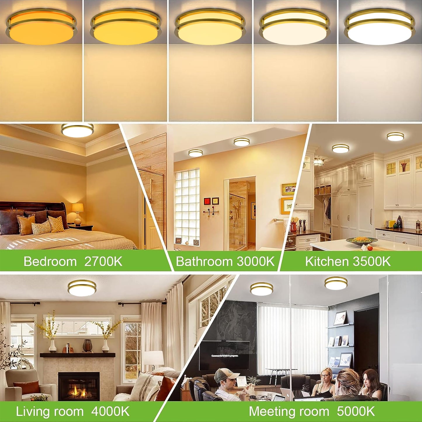 13 inch Flush Mount LED Ceiling Light Fixture, 2700K/3000K/3500K/4000K/5000K Adjustable Ceiling Lights, Oil Rubbed Bronze Saturn Dimmable Lighting for Hallway Bathroom Kitchen or Stairwell, ETL Listed