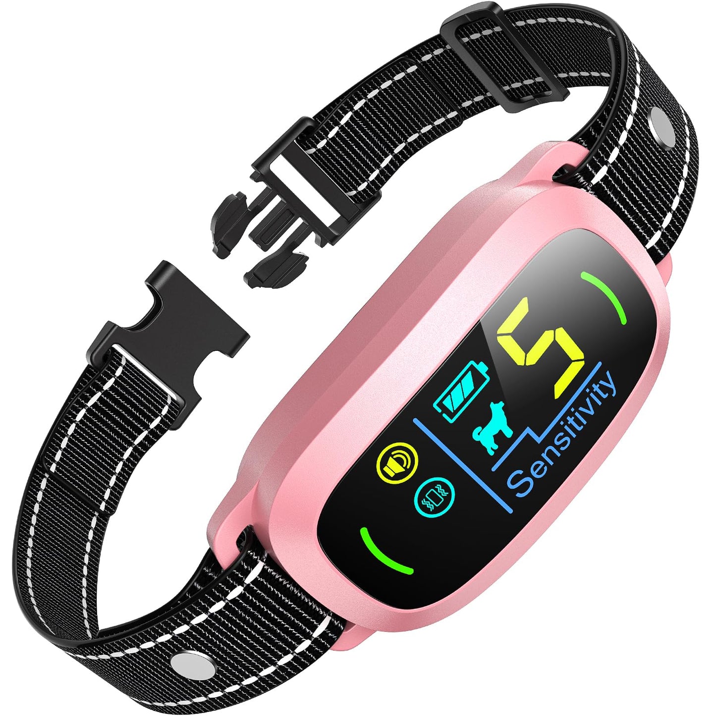 Dog Bark Collar for Large Medium Small Dogs, Rechargeable Smart Bark Collar, Anti Barking Training Collar with 5 Adjustable Sensitivity Beep Vibration (Black)