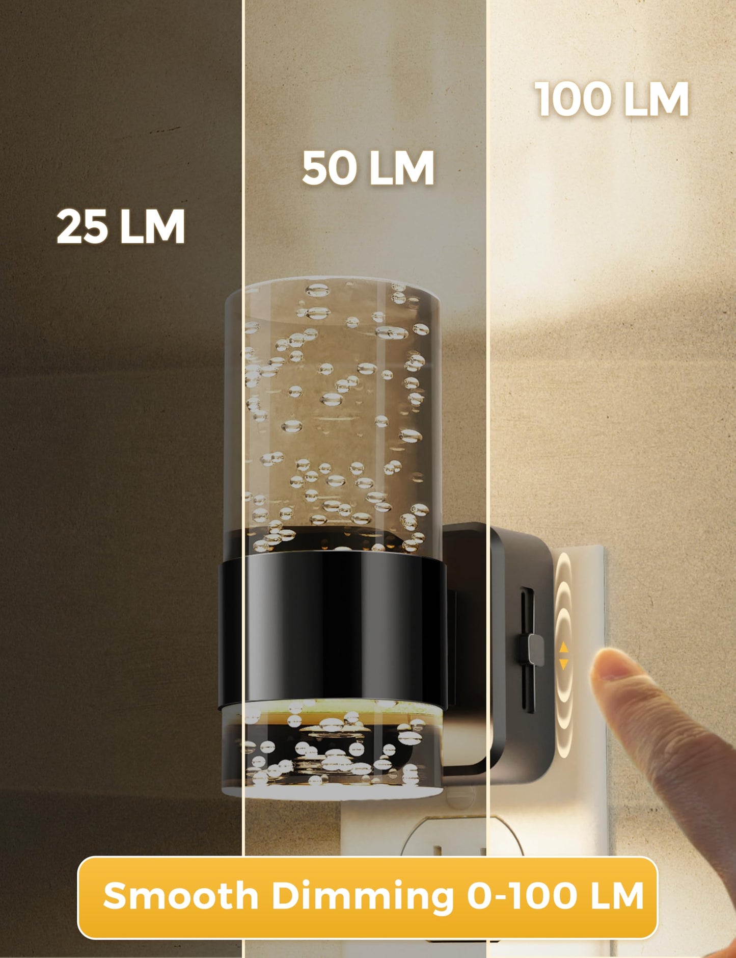 Night Lights Plug into Wall, Soft Light LED Night Light with Adjustable Brightness, Plug in Night Light with Auto Light Sensor, Wall Sconce-Style Design Night Light for Bathroom,Hallway, 2 Pack