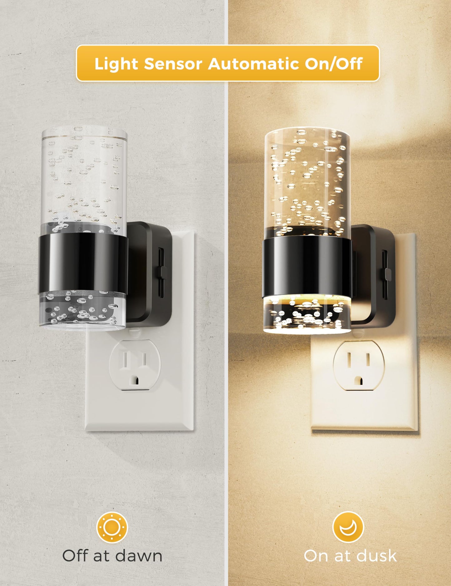 Night Lights Plug into Wall, Soft Light LED Night Light with Adjustable Brightness, Plug in Night Light with Auto Light Sensor, Wall Sconce-Style Design Night Light for Bathroom,Hallway, 2 Pack