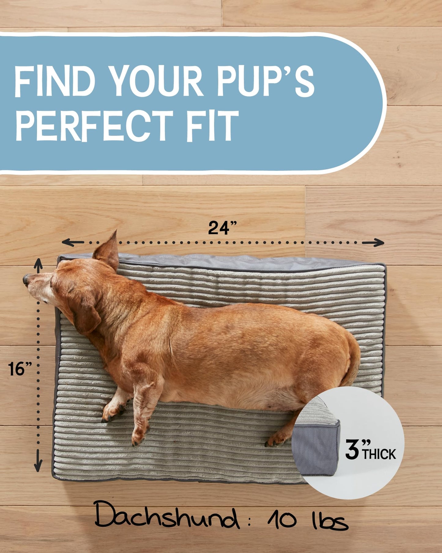 OhGeni 35 Inch Orthopedic Waterproof & Machine Washable Dog Bed for Medium Large Pets, 20D Egg Crate Foam Stable Support, Non-Slip Bottom and Removable Cover, Tear-Resistant Invisible Zipper(Gray)