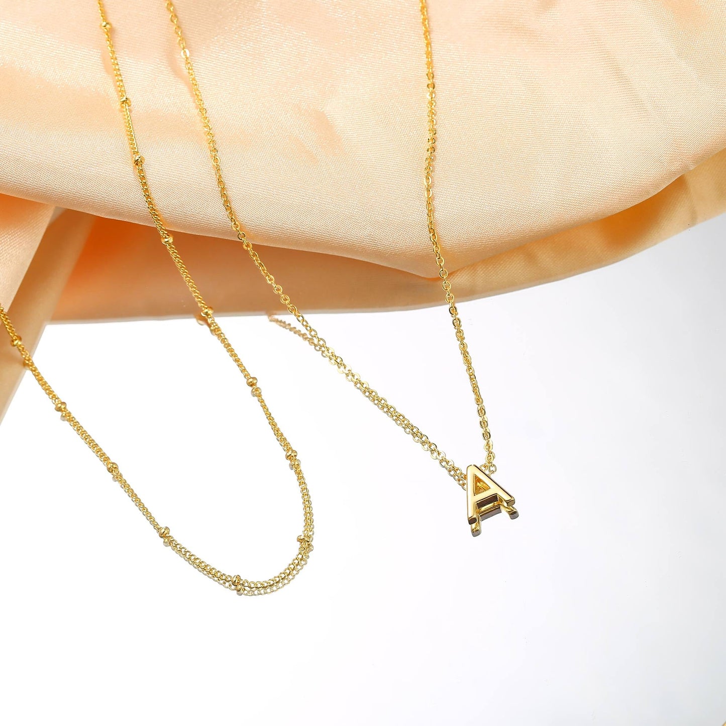 IEFWELL Dainty Initial Necklaces for Women Girls - 14K Gold White Gold Plated Letter A-Z Necklace Simple Choker Chain Necklaces, Layered Gold Jewelry for Women Teen Girls Gifts