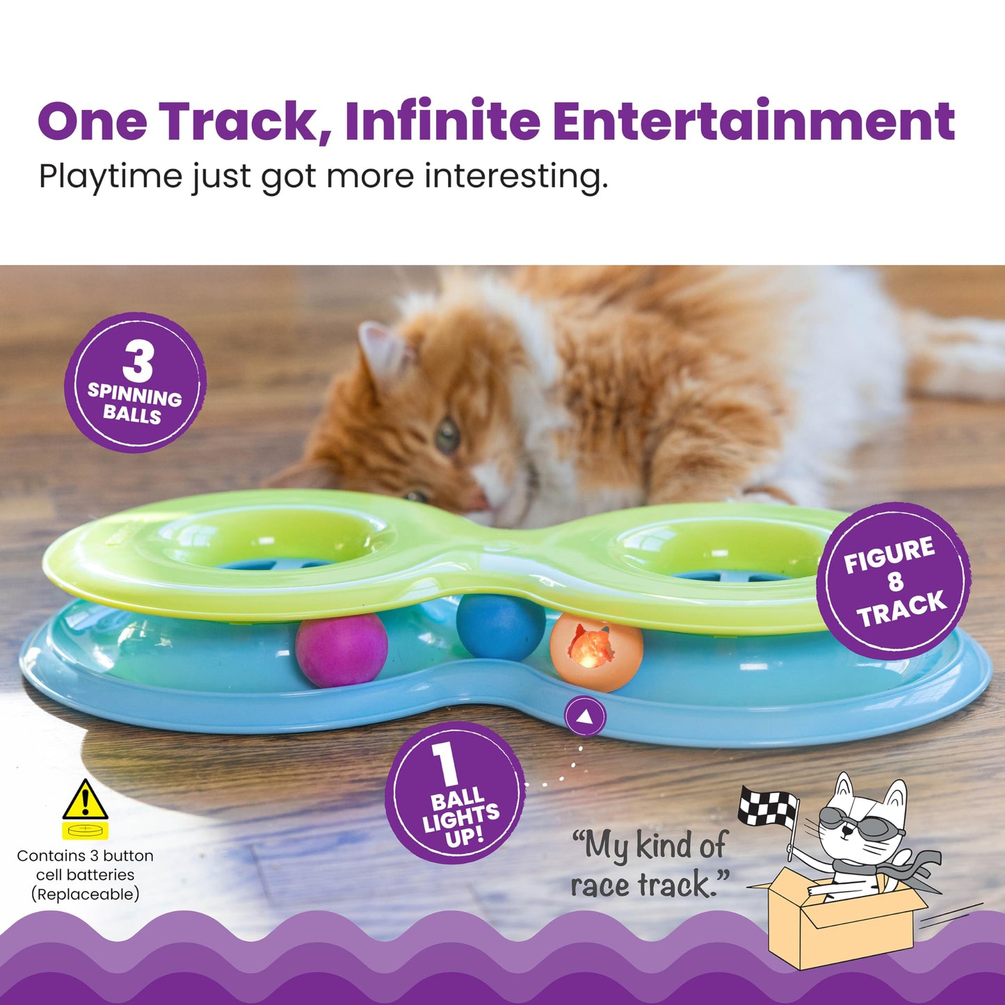 Catstages Tower of Tracks Interactive 3-Tier Cat Track Toy with Spinning Balls, Orange