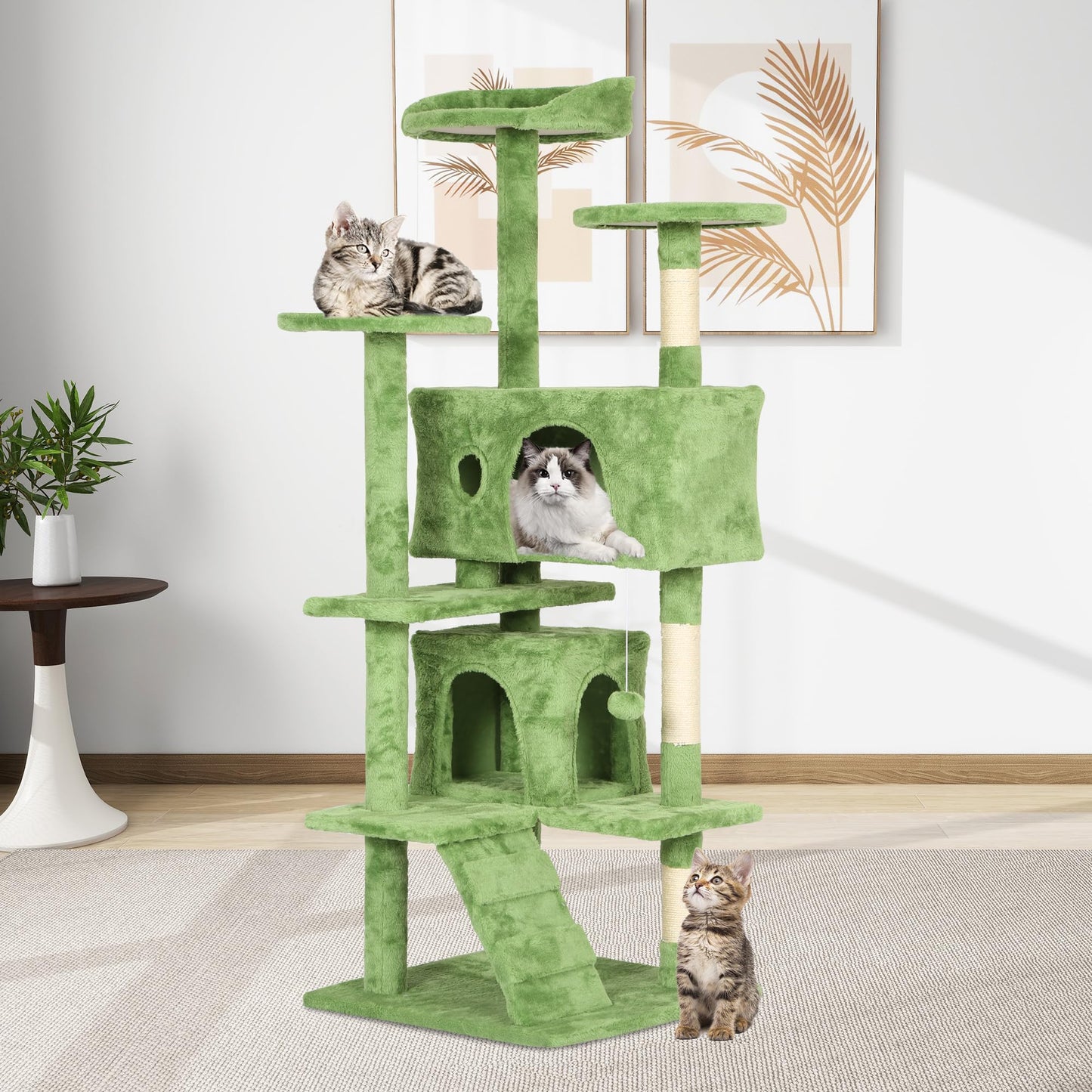 BestPet 54in Cat Tree Tower for Indoor Cats,Multi-Level Furniture Activity Center with Scratching Posts Stand House Condo Funny Toys Kittens Pet Play House,Dark Gray
