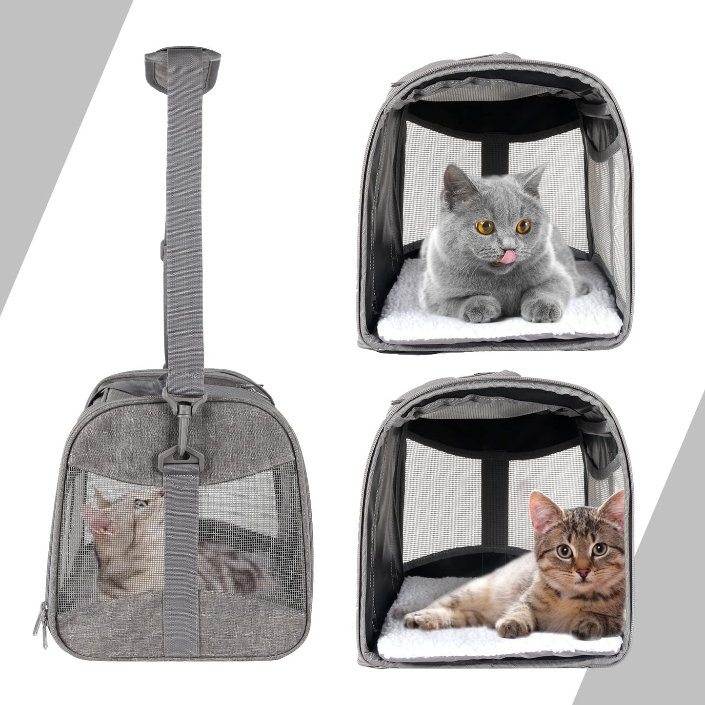 Cat Carrying Case Pet Dog Carrier Soft-Sided Cat Bag Airline Approved, Pet Travel Carrier Up to 15 Lbs, Collapsible Cat Carrier Dog Carrier for Medium Cats Small Cats Dogs(17x11x11 Green)