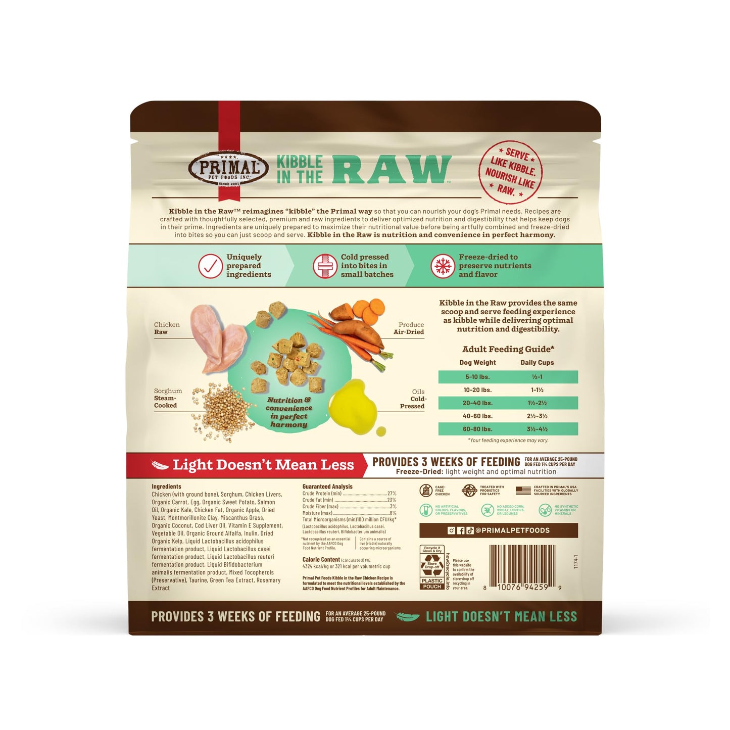 Primal Kibble in The Raw, Freeze Dried Dog Food, Puppy Recipe, Scoop & Serve, Made with Raw Protein, Whole Ingredient Nutrition, Crafted in The USA, Dry Dog Food 5.4 lb Bag