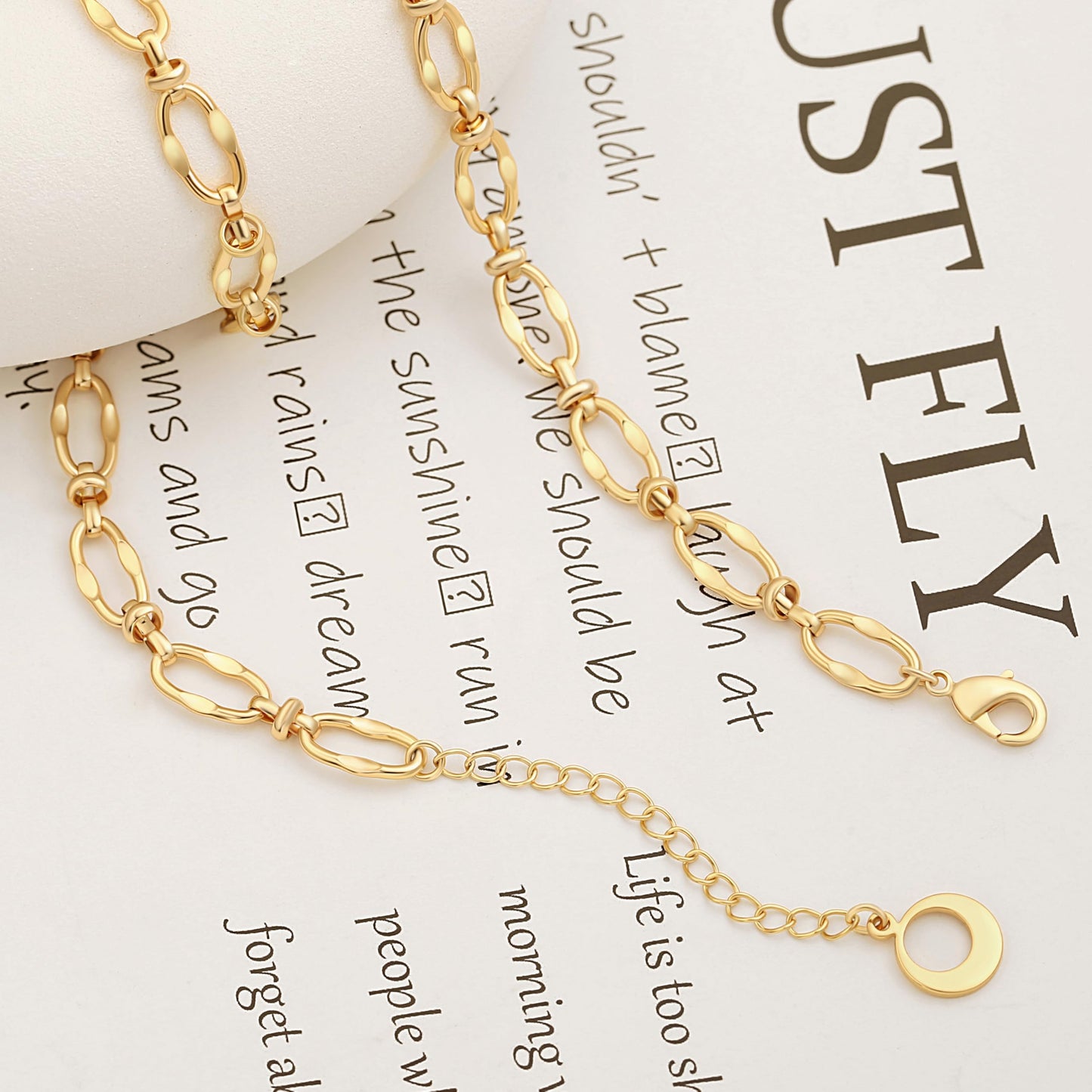 Aobei Pearl 18K Gold Paperclip Chain Choker Satellite Chain Biwa Pearl Pendant Necklace Dainty Jewelry for Women