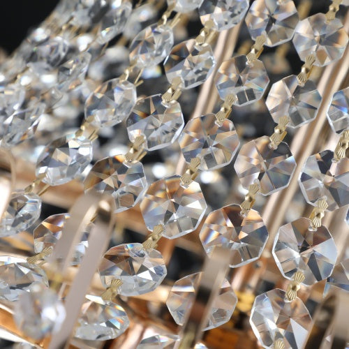 Golden Crystal Chandelier, Large Modern Luxury Chandelier, Suitable For Living Room, Dining Room, Bedroom, Hallway - No Bulb