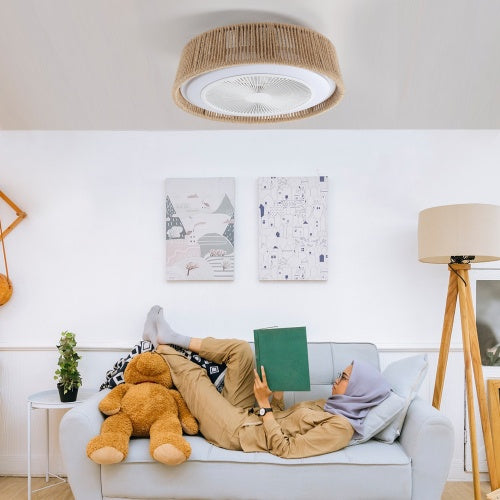 Bohemian Style LED Dimmable Ceiling Light With Built-in Fan - Remote Control