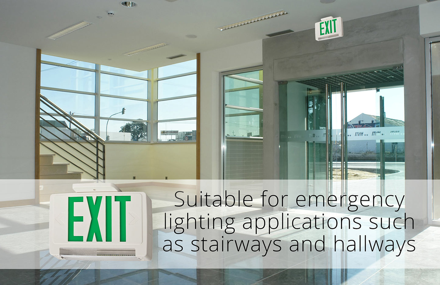 Lithonia Lighting ECBG LED M6 LED Exit and Emergency Light Bar Combo Fixture with Back Up Battery, Green Letters