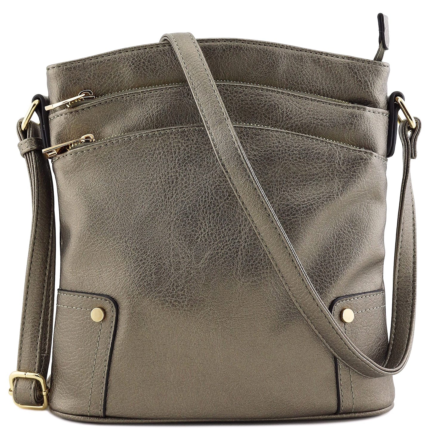 ALYSSA Triple Zip Pocket Large Crossbody Bag