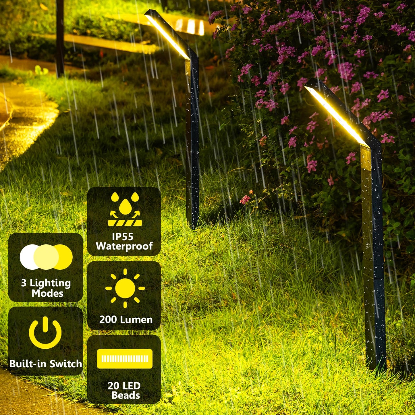 ROSHWEY Solar Pathway Lights Outdoor, 6 Pack Solar Lights Outdoor Waterproof, Bright Solar Garden Light for Outside, Landscape Lighting for Yard Patio Backyard Driveway Walkway Path Lawn