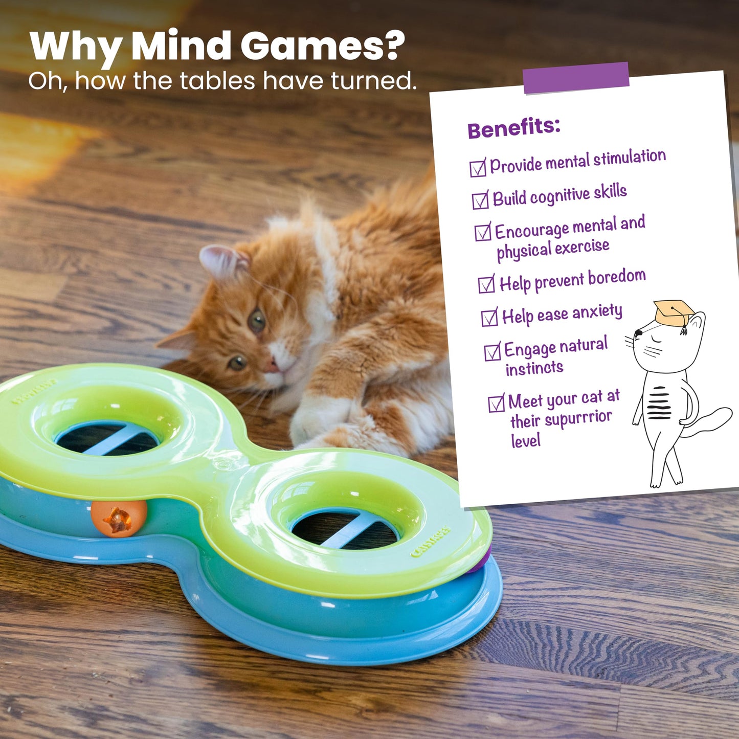 Catstages Tower of Tracks Interactive 3-Tier Cat Track Toy with Spinning Balls, Orange