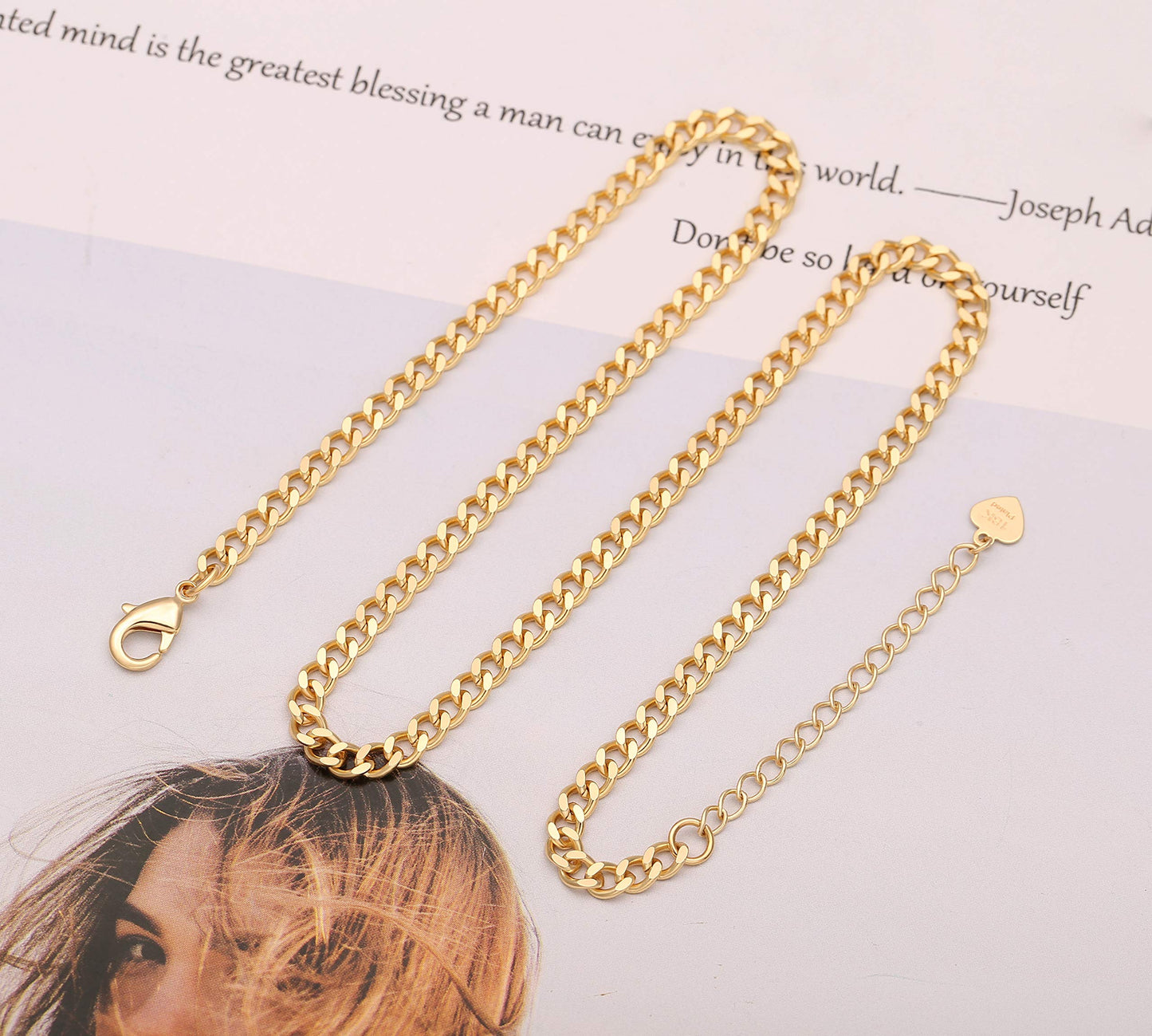 Aobei Pearl 18K Gold Paperclip Chain Choker Satellite Chain Biwa Pearl Pendant Necklace Dainty Jewelry for Women