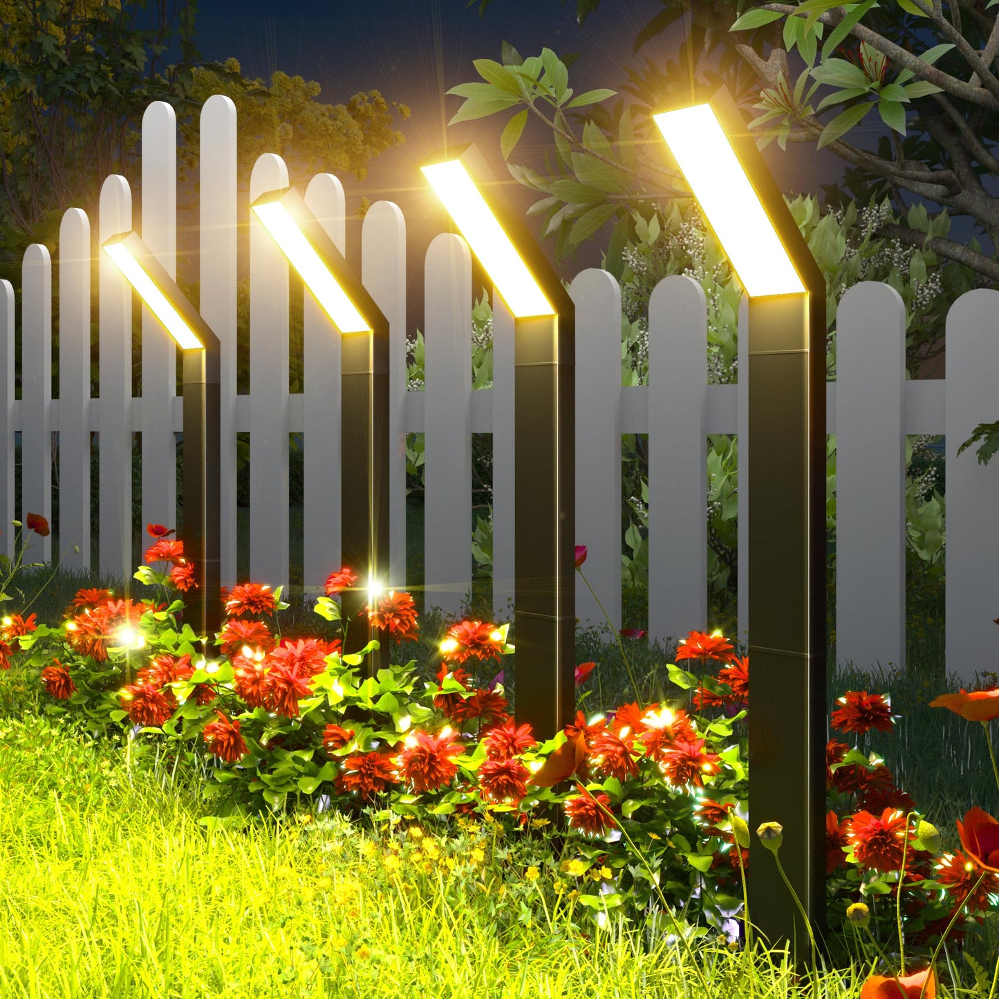 ROSHWEY Solar Pathway Lights Outdoor, 6 Pack Solar Lights Outdoor Waterproof, Bright Solar Garden Light for Outside, Landscape Lighting for Yard Patio Backyard Driveway Walkway Path Lawn