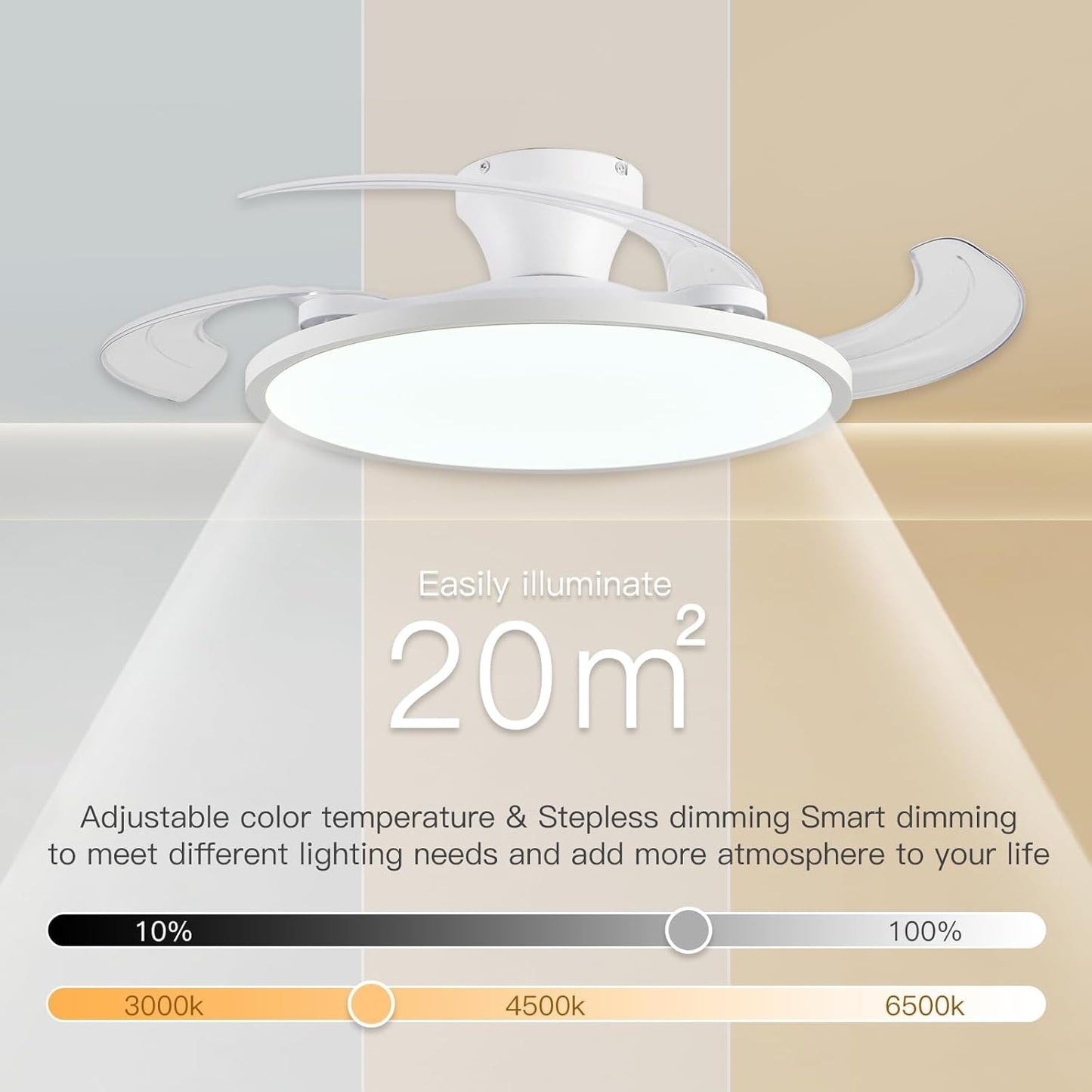 42 Inch Retractable Ceiling Fan Featuring Lighting-4