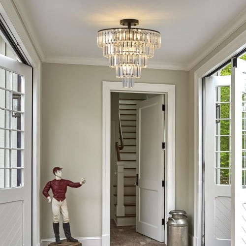 Large Black Crystal Chandelier, Contemporary Style Chandelier, Dining Room, Living Room, Bedroom - Bulb Not Included