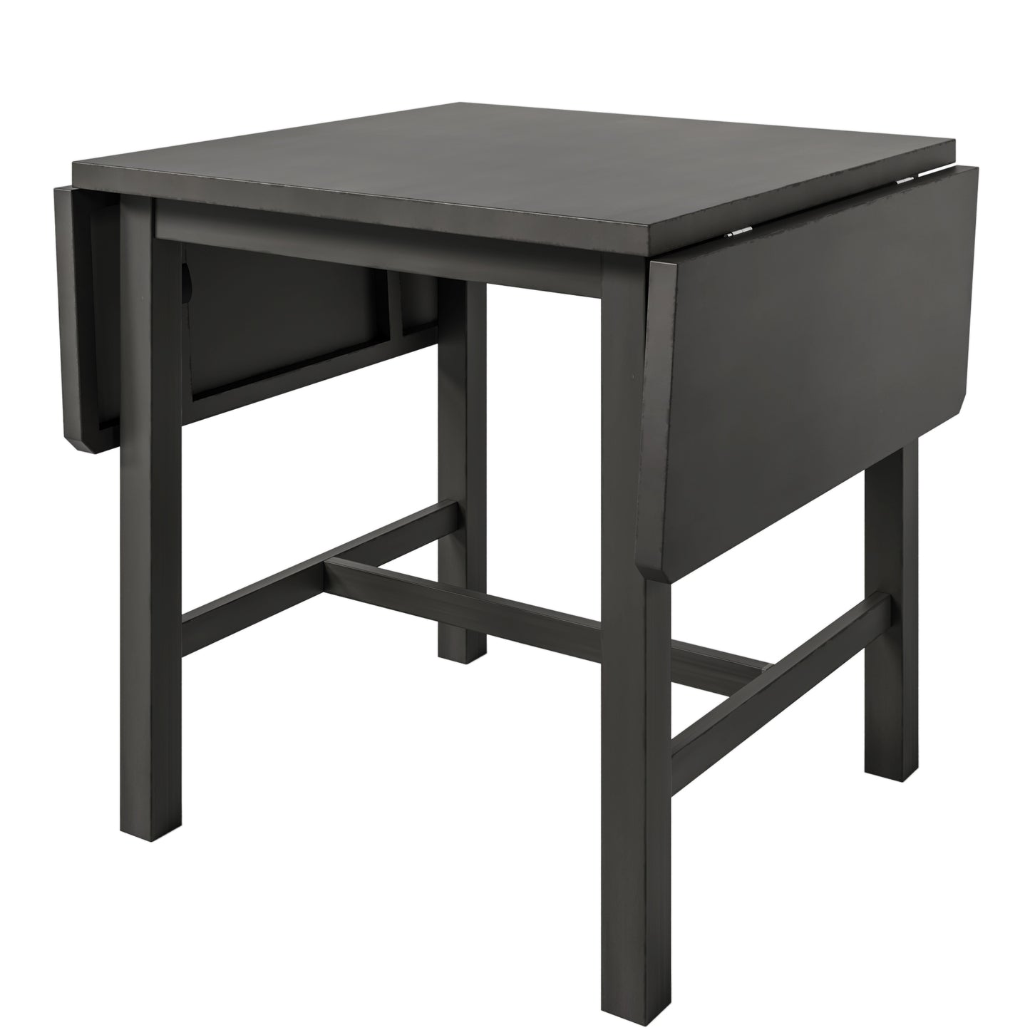 TOPMAX 5-piece square wooden pendant light expandable dining table set with 4 ladder back chairs Gray