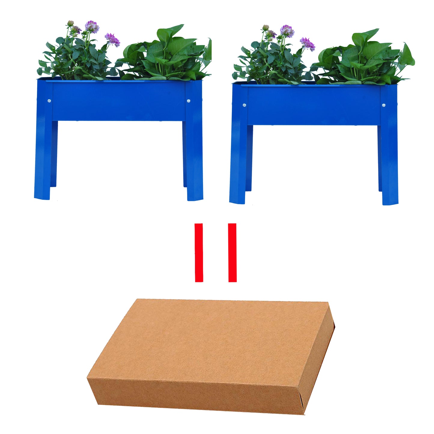 Elevated garden bed metal elevated outdoor flowerpot box suitable for backyard and terrace large flowerpot flower(Blue*2)