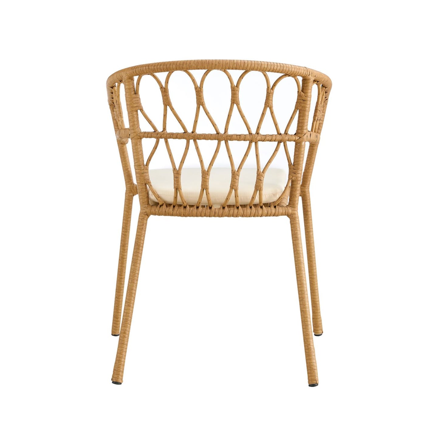 Outdoor dining set of 5 simple bamboo dinning table PE ratten round table 110CM plastic wood top
