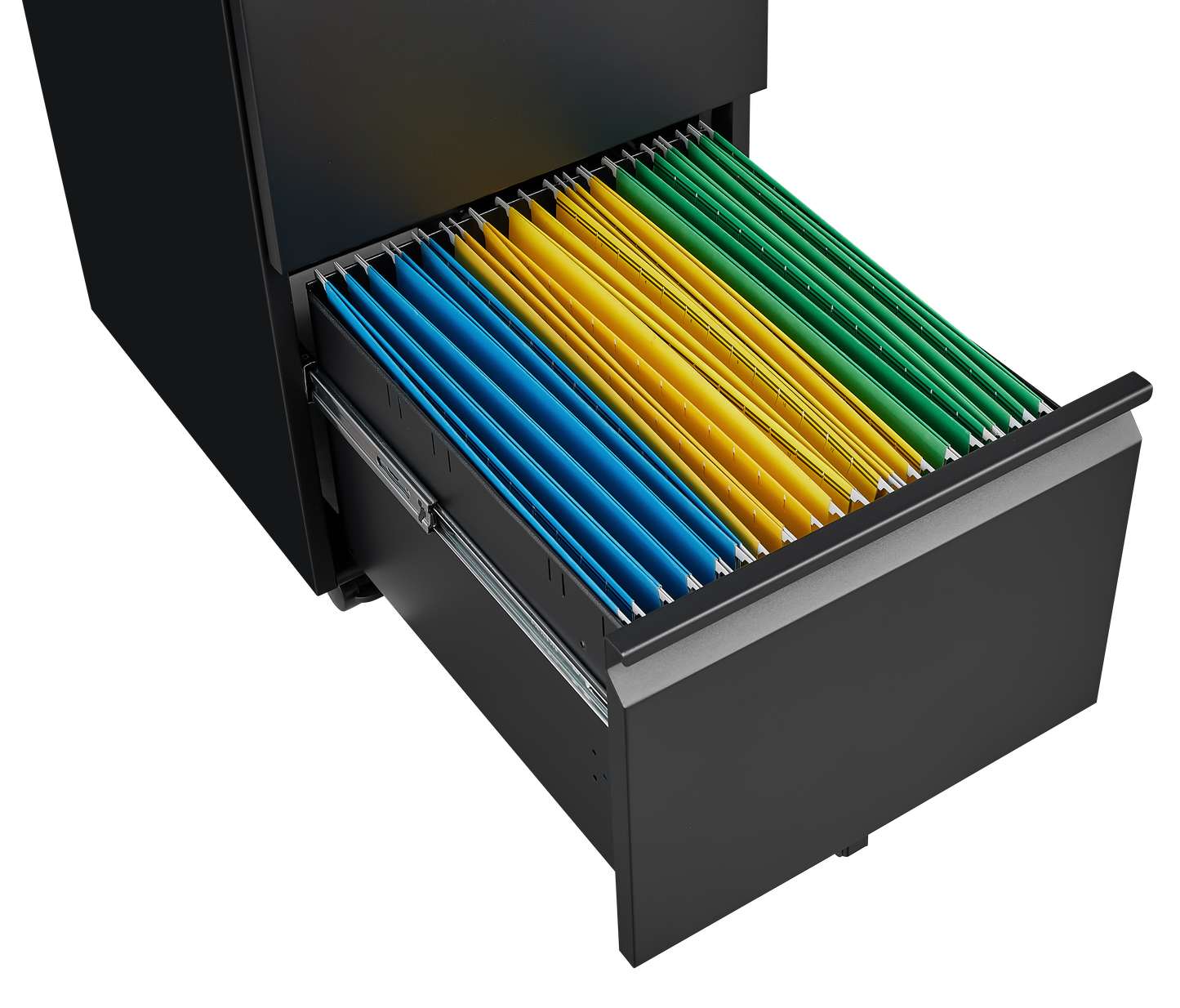 Metal 2 drawer mobile file cabinet with lock, 25.6-inch high legal/letter size file storage cabinet black