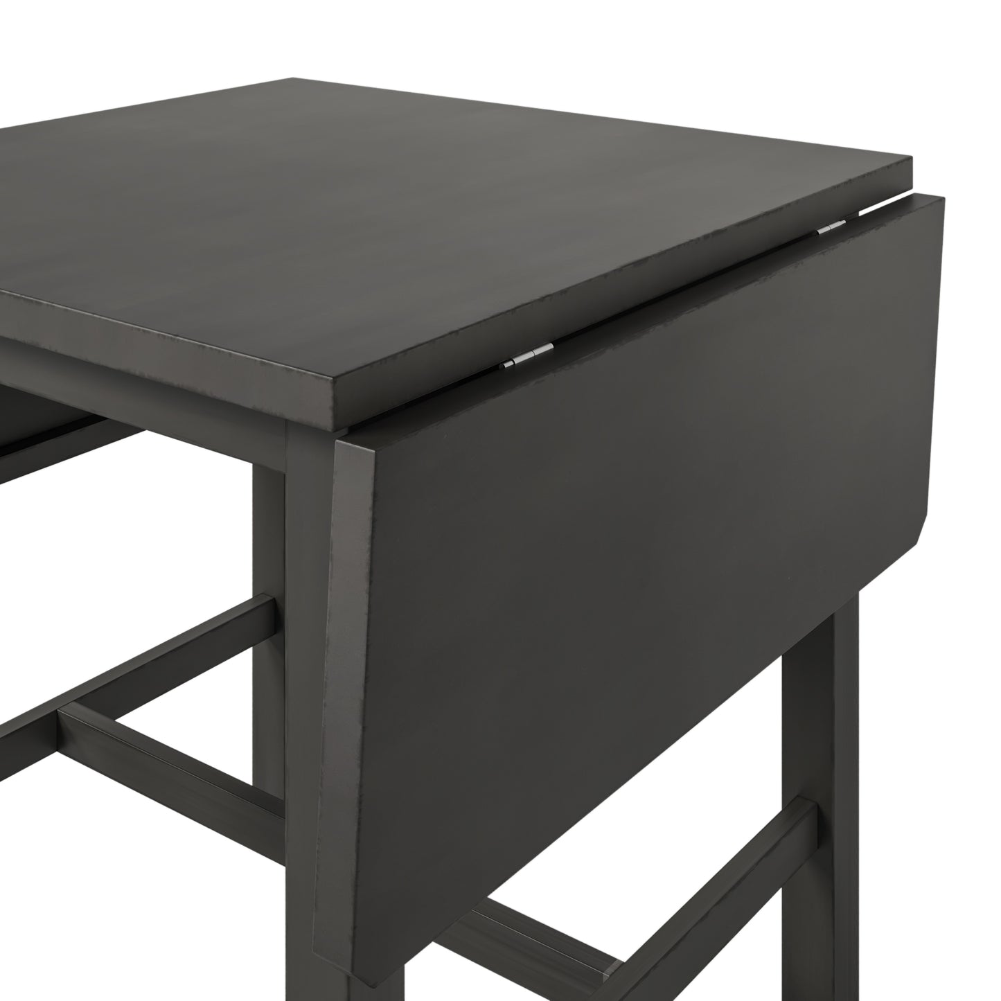 TOPMAX 5-piece square wooden pendant light expandable dining table set with 4 ladder back chairs Gray