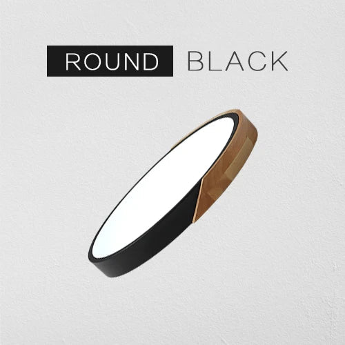 Nordic Wooden LED Ceiling Light - Black Round, RC Dimmable, 40x40x5cm, 36W-2