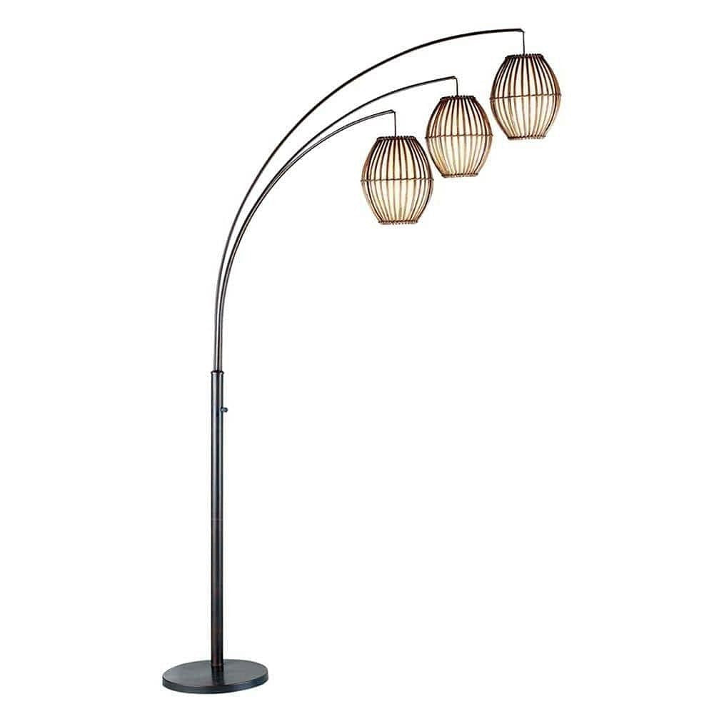 Modern Mid-Century Bohemian 82-inch Arch Floor Lamp with 3 Barrel Lights-2