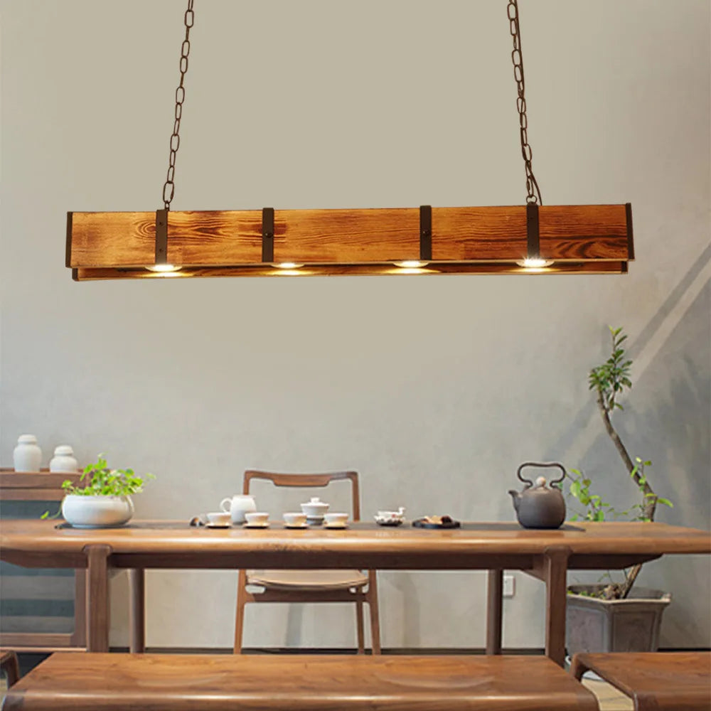 Retro American Vintage Attic Wooden Pendent Lamp Dining Room Bar Table Clothing Store Industrial Pendant Lamp Led Lighting
