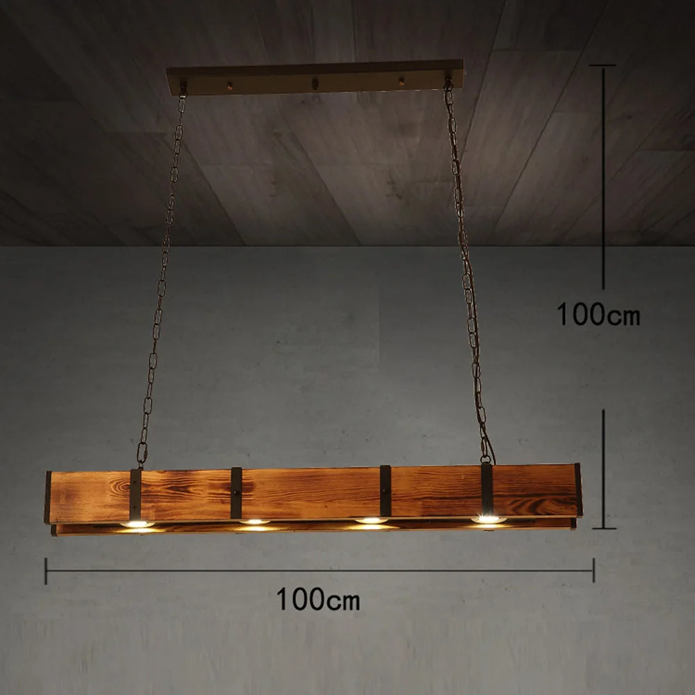 Retro American Vintage Attic Wooden Pendent Lamp Dining Room Bar Table Clothing Store Industrial Pendant Lamp Led Lighting