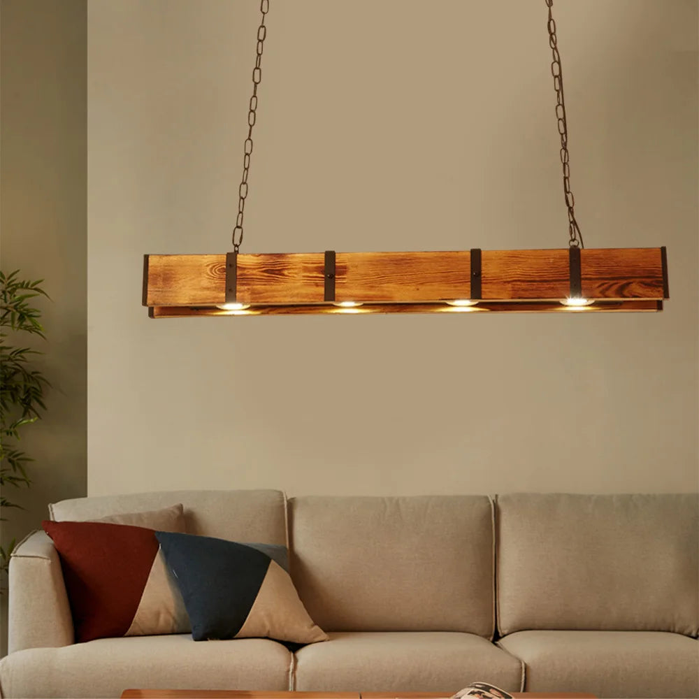 Retro American Vintage Attic Wooden Pendent Lamp Dining Room Bar Table Clothing Store Industrial Pendant Lamp Led Lighting