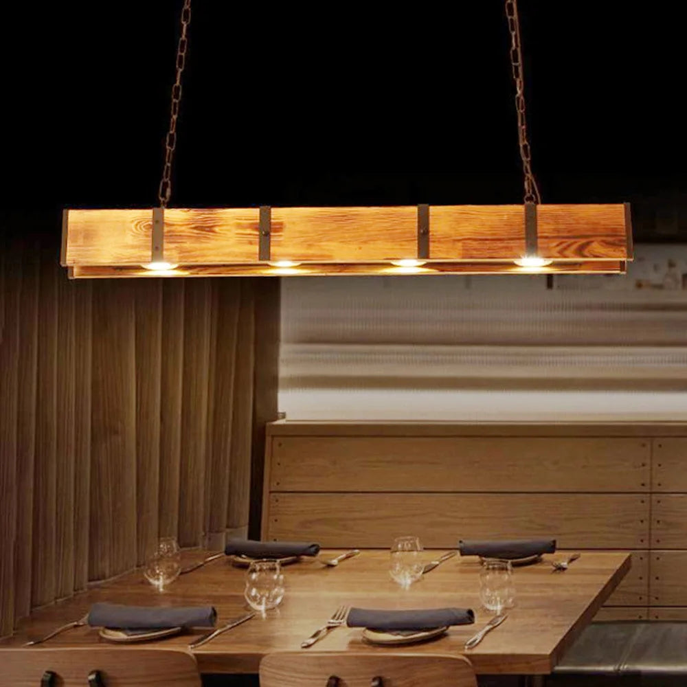 Retro American Vintage Attic Wooden Pendent Lamp Dining Room Bar Table Clothing Store Industrial Pendant Lamp Led Lighting