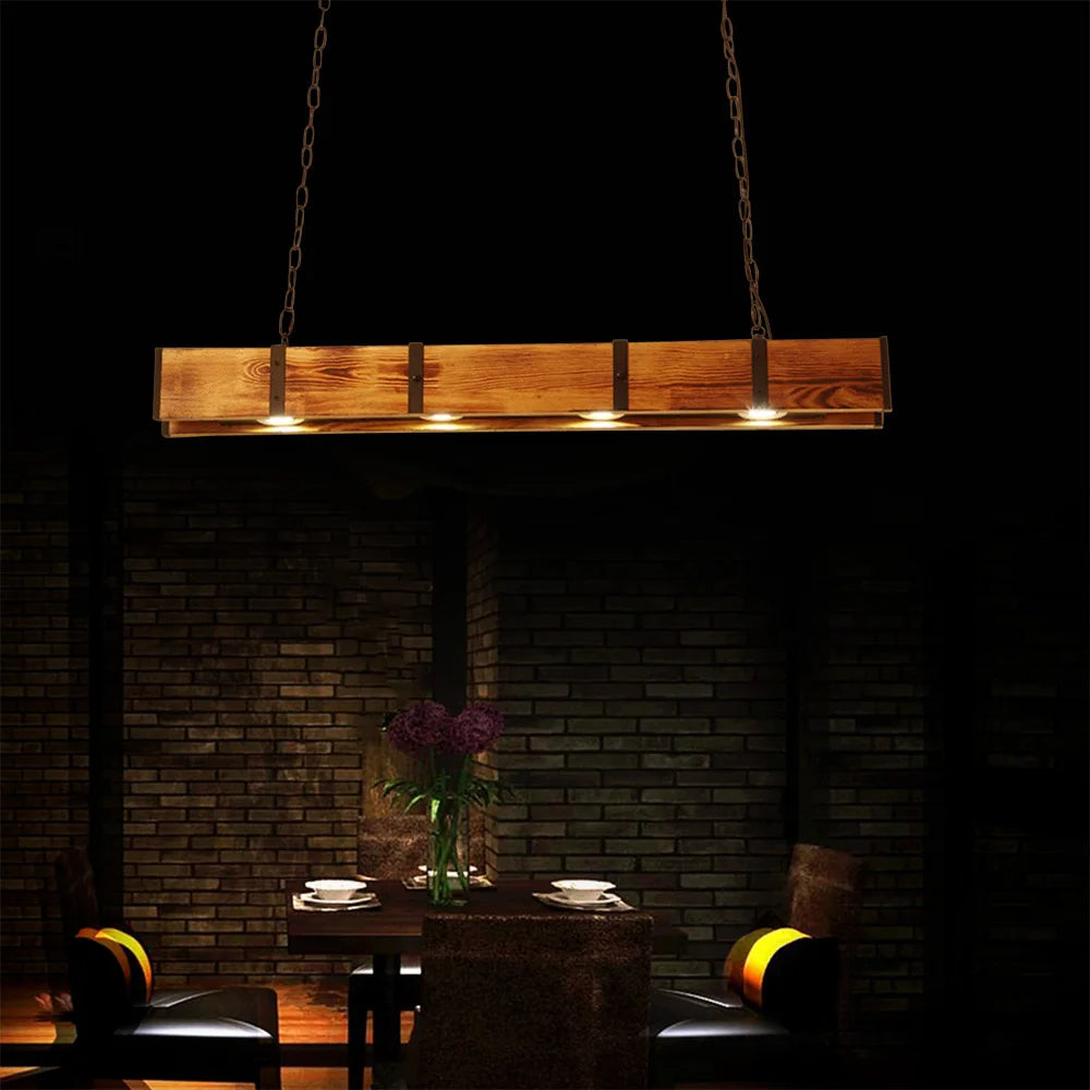 Retro American Vintage Attic Wooden Pendent Lamp Dining Room Bar Table Clothing Store Industrial Pendant Lamp Led Lighting