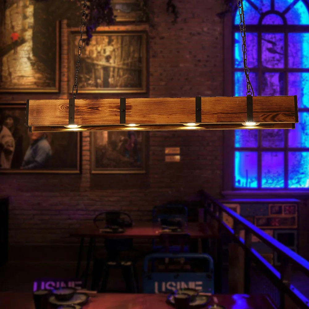 Retro American Vintage Attic Wooden Pendent Lamp Dining Room Bar Table Clothing Store Industrial Pendant Lamp Led Lighting