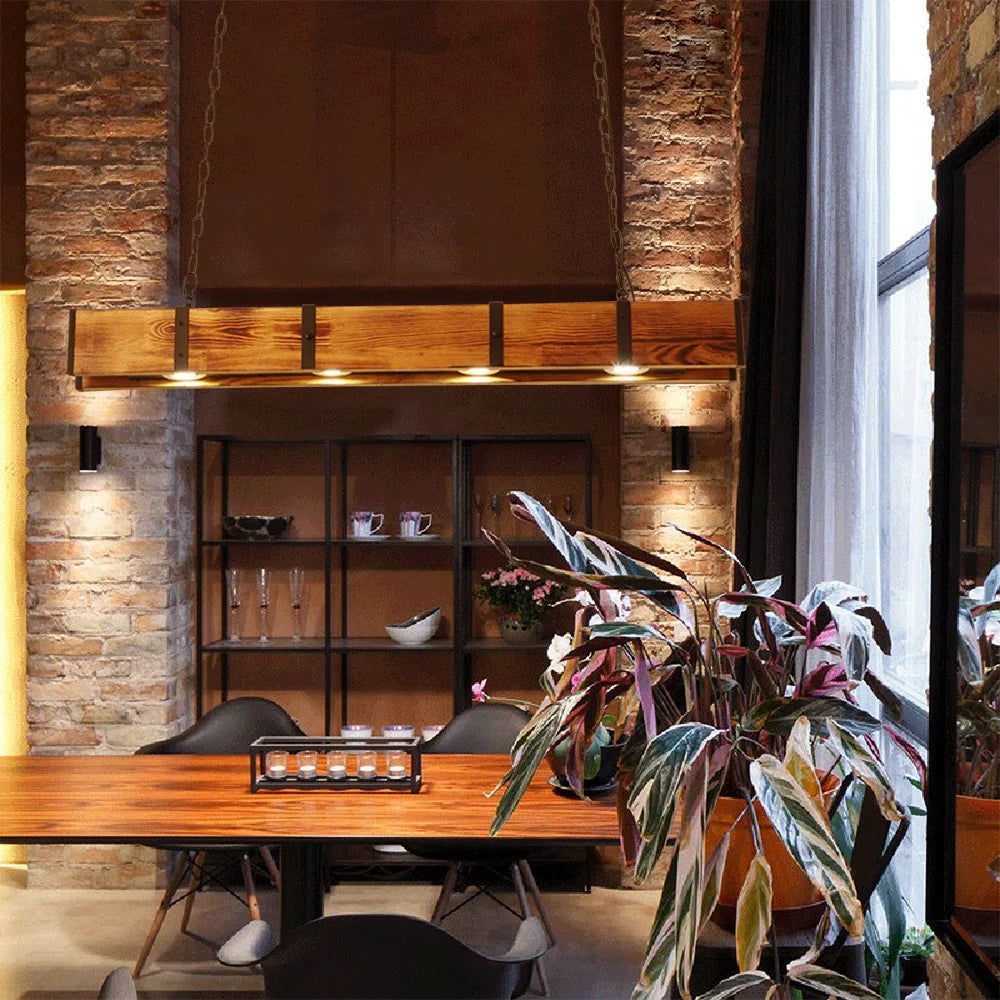 Retro American Vintage Attic Wooden Pendent Lamp Dining Room Bar Table Clothing Store Industrial Pendant Lamp Led Lighting