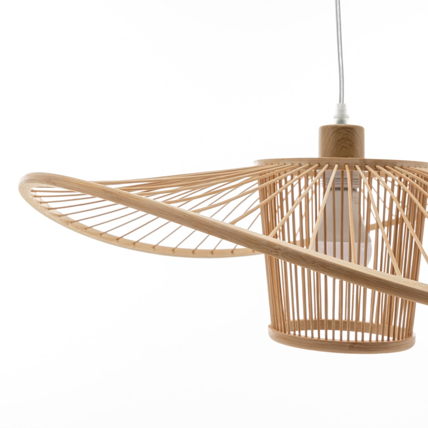 NNEDSZ Elysian Breeze Natural Hand-Woven Bamboo Wide Brim Pendant Lamp-4