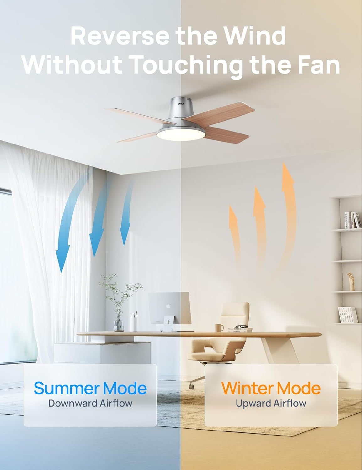 Ceiling Fans with Lights, 12 Speeds & 3 Fan Modes, Quiet DC Motor, Low
