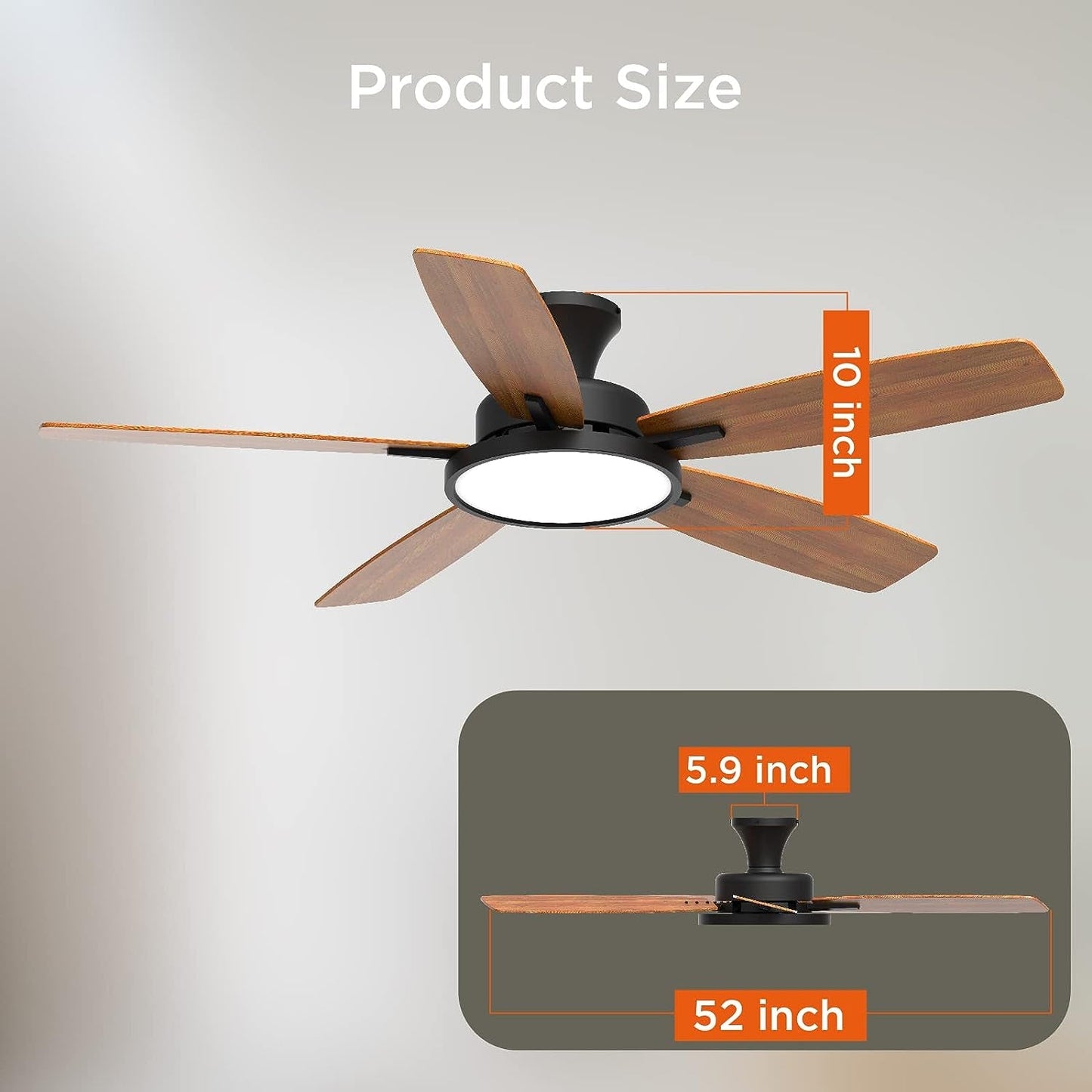 52 Inch Ceiling Fans with Lights,Remote Control Multifunctional Quiet