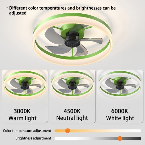 Ceiling Fan With Light Dimmable LED Recessed Mount Slim Modern Ceiling Fan