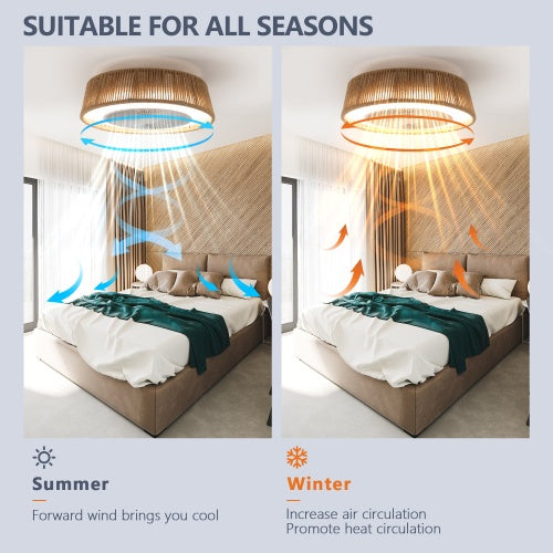Bohemian Style LED Dimmable Ceiling Light With Built-in Fan - Remote Control