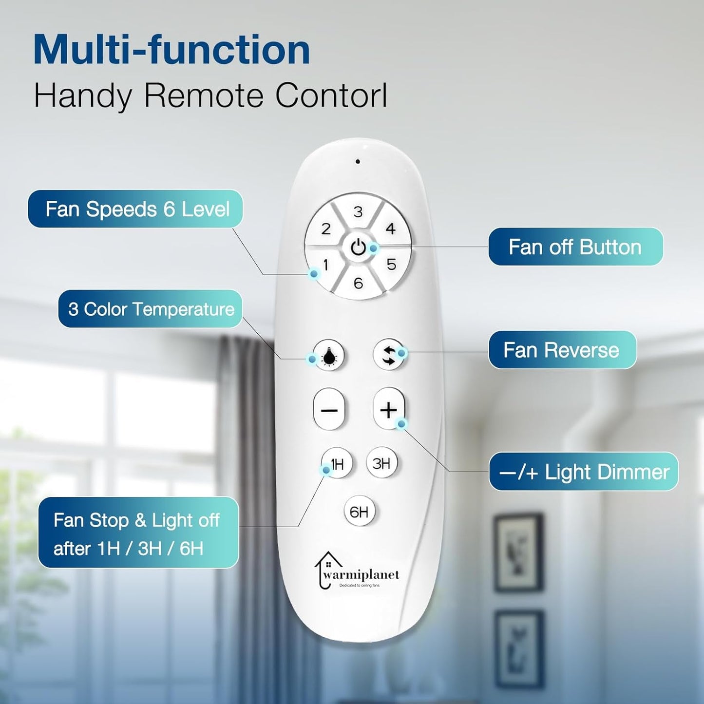 Ceiling Fans with Lights and Remote Control, 62 Inch, 6 Speeds