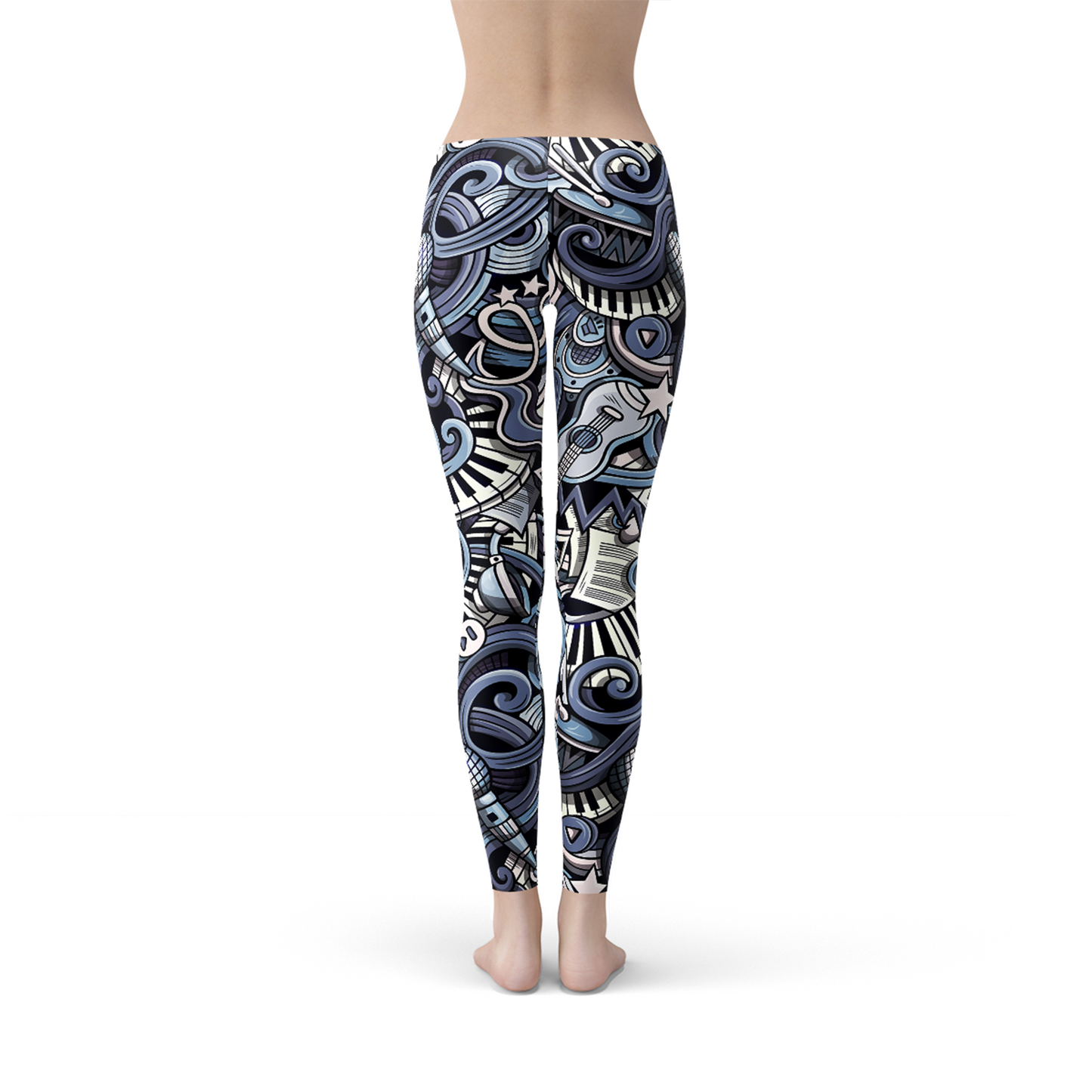 Women Music Blue Leggings