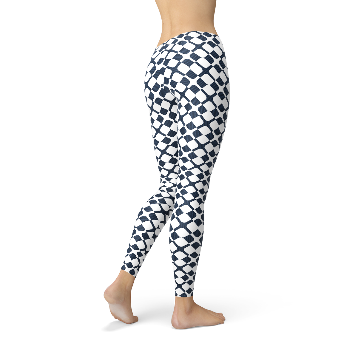 Women Geometric Blue Tile Leggings