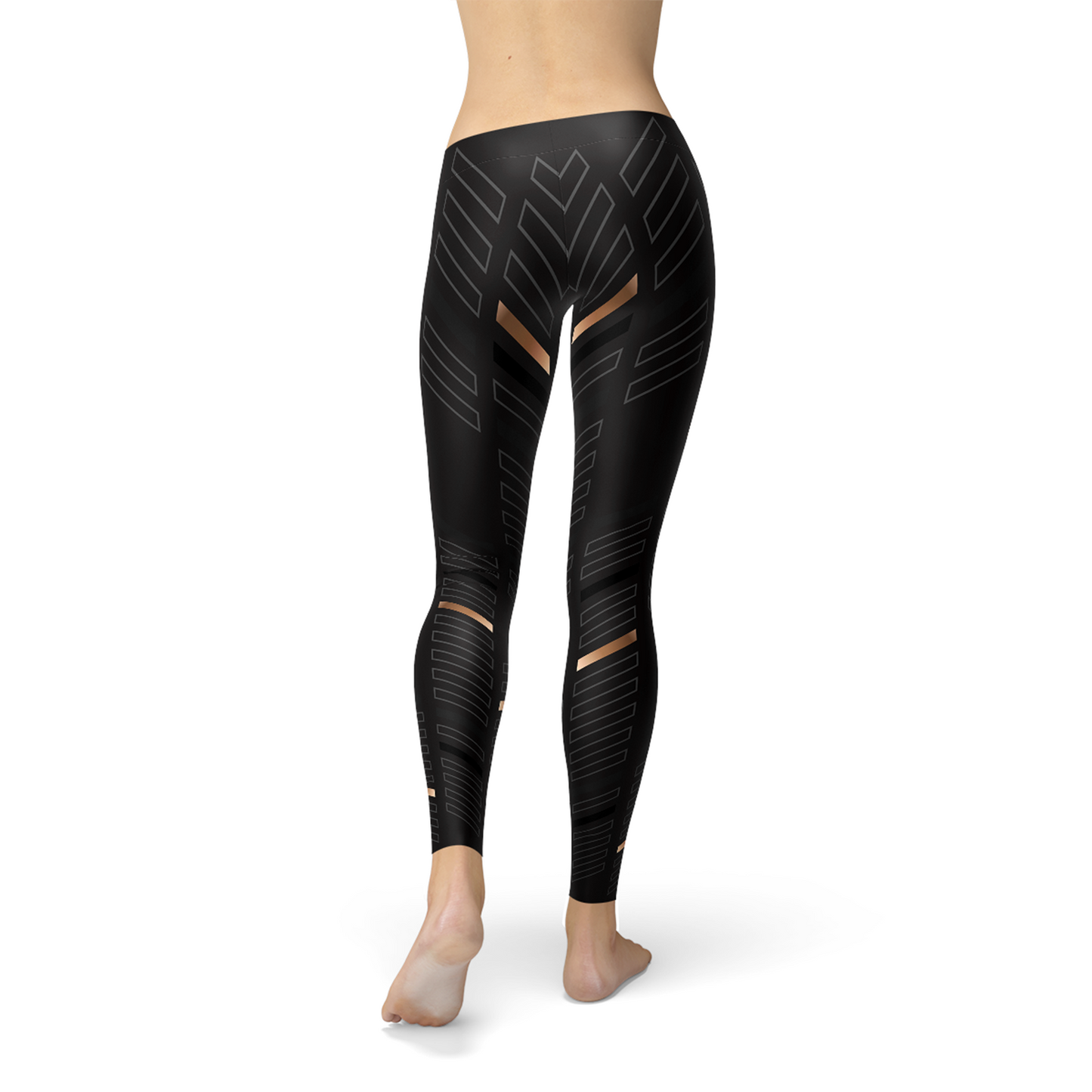 Women Sports Stripes Black Leggings