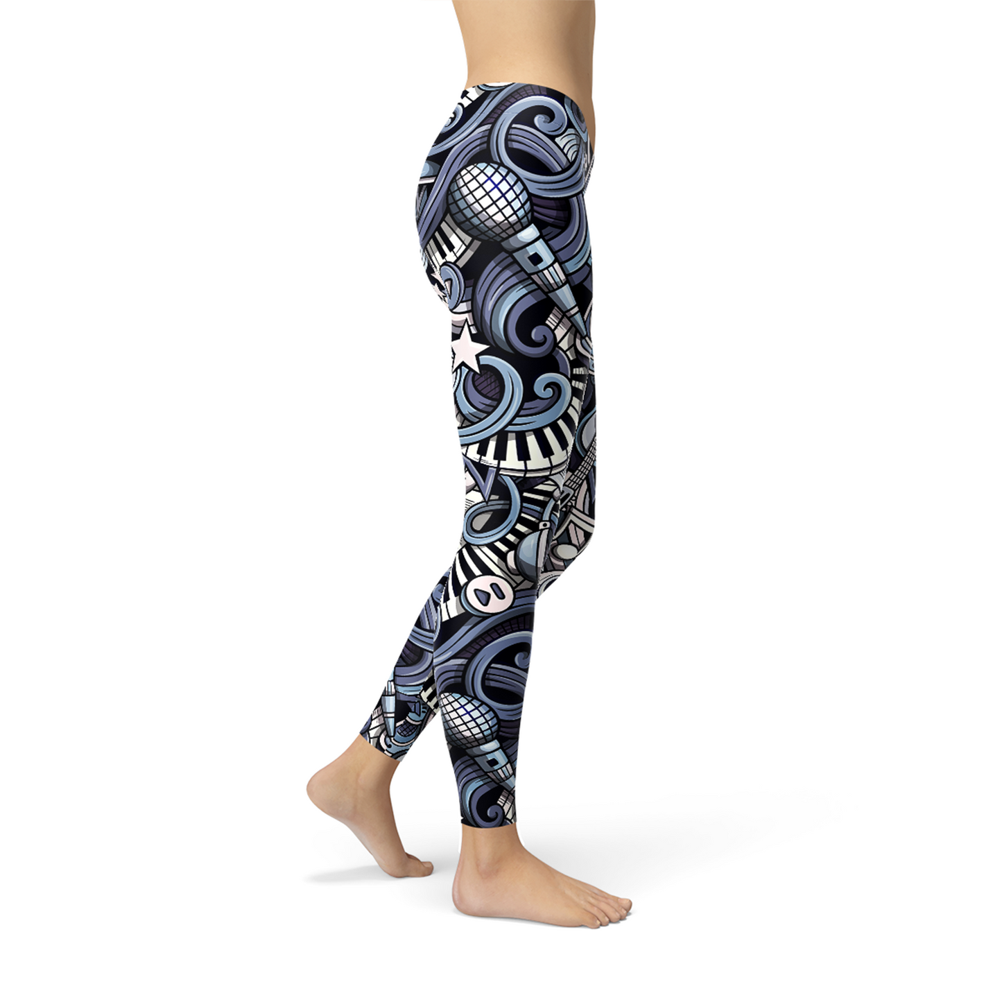 Women Music Blue Leggings