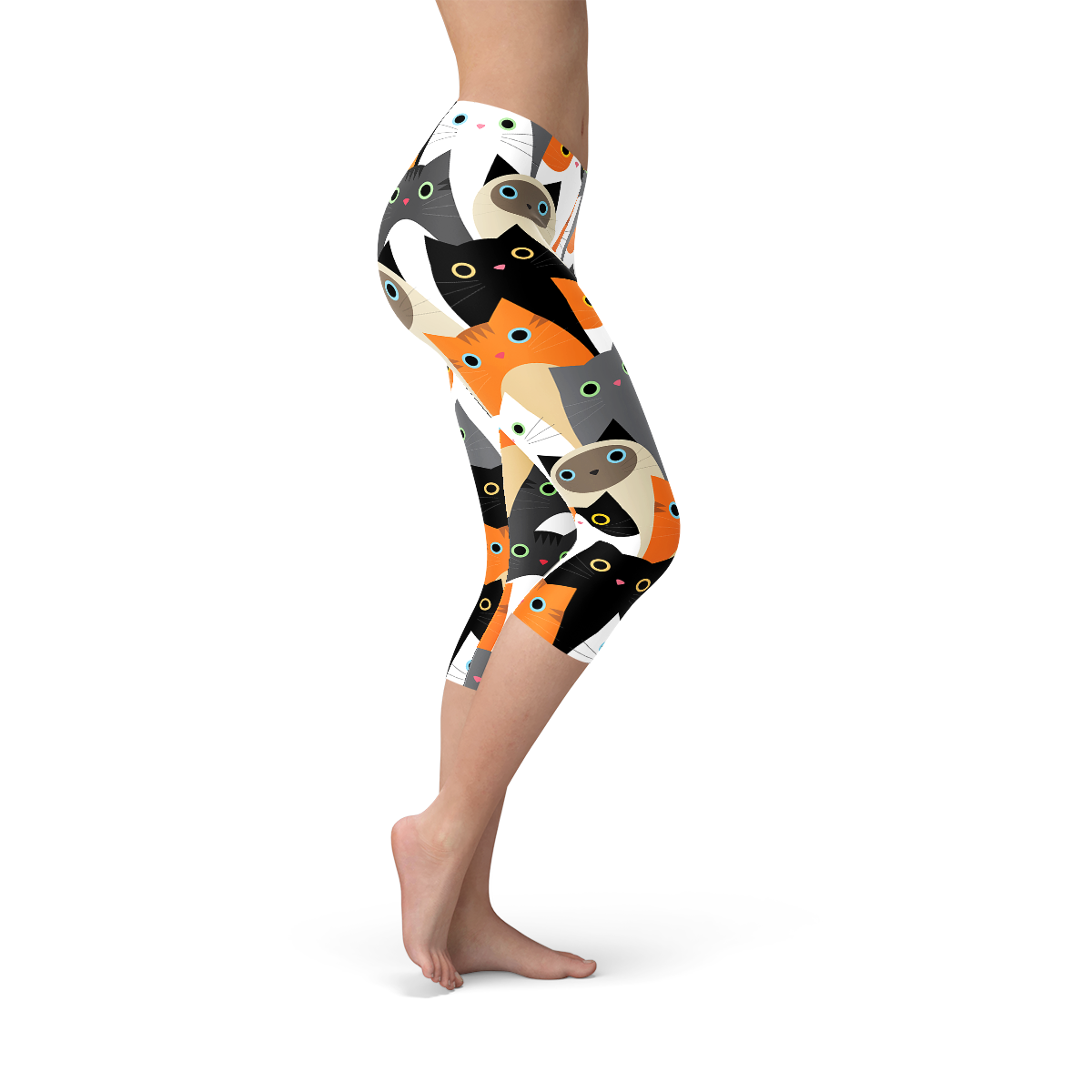 Women All Over Print Cats Capri Leggings