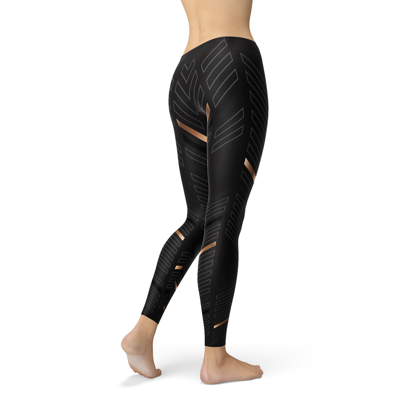 Women Sports Stripes Black Leggings
