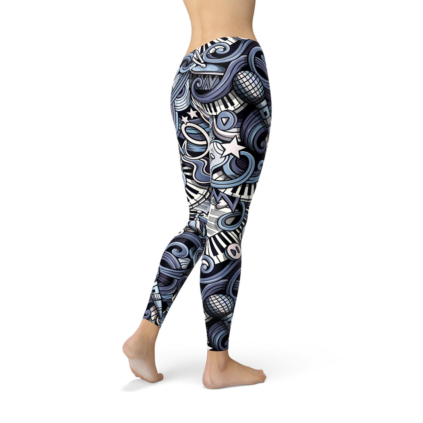 Women Music Blue Leggings