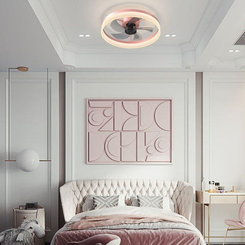 Ceiling Fan With Light Dimmable LED Recessed Mount Slim Modern Ceiling Fan