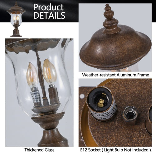 Vintage Outdoor Light Pole Lights, Waterproof Garden Patio Lights, Walkway & Driveway Lighting - One Piece No Bulb